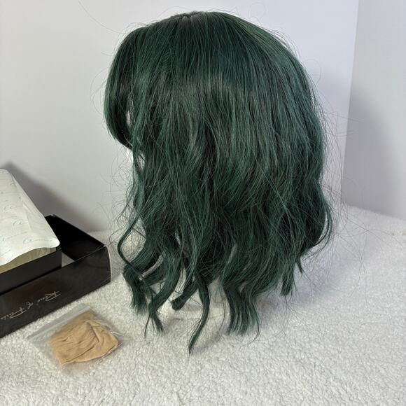 Rene of Paris Wig Breezy Wavez Smoky Forest green tones medium length with bangs - Picture 4 of 8